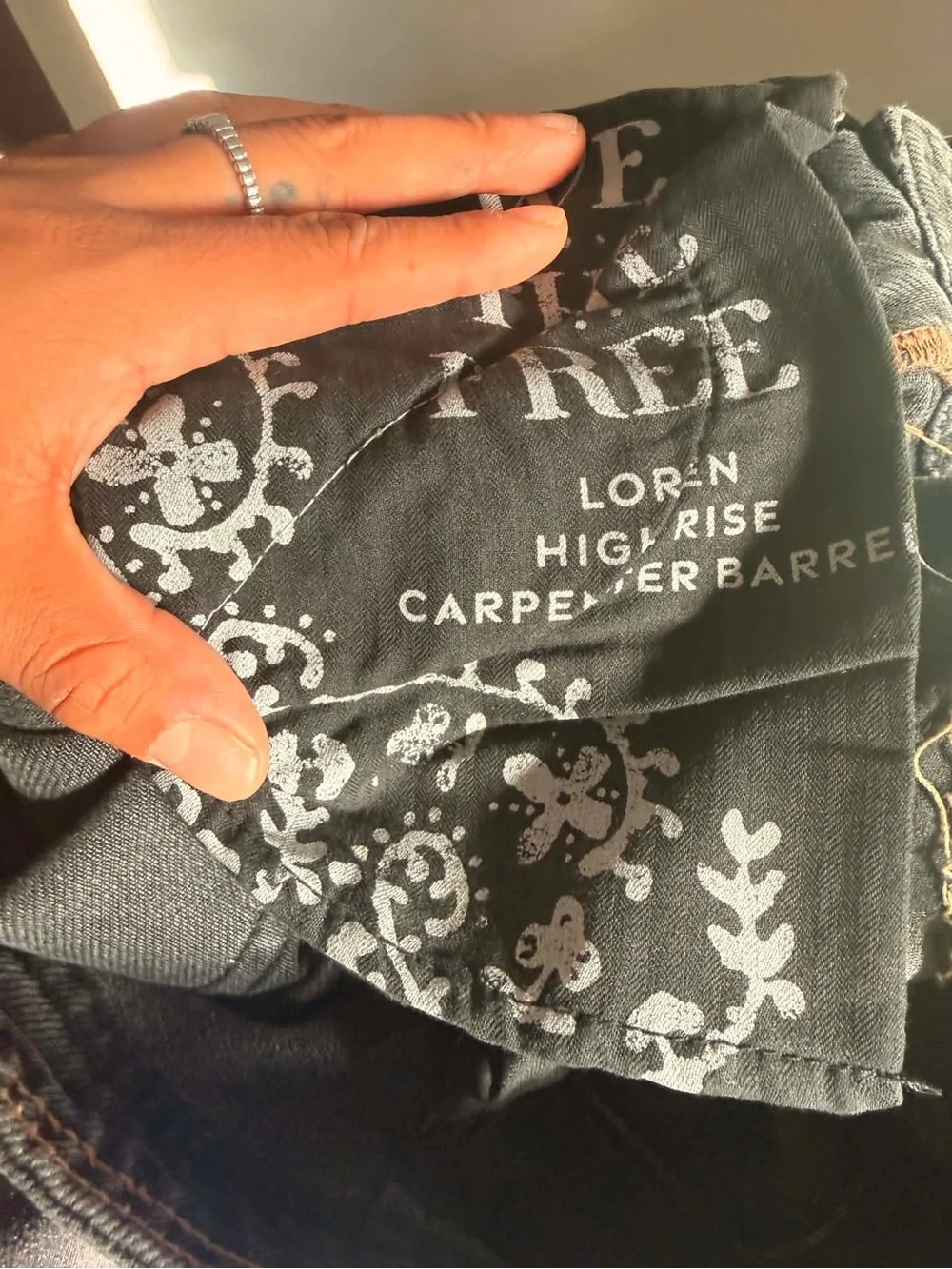 Free People Loren High Rise Carpenter Barrel Jeans Black